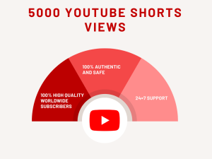 Graphic showing percentage of views for YouTube Shorts. Text reads '5000 YouTube Shorts Views.