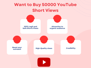 A graphic promoting a service to buy 50,000 YouTube Shorts views.