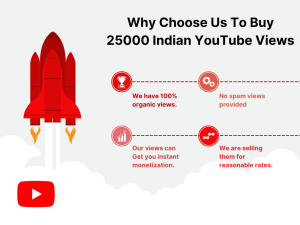 A graphic of a rocket launching into space with text about buying YouTube views.