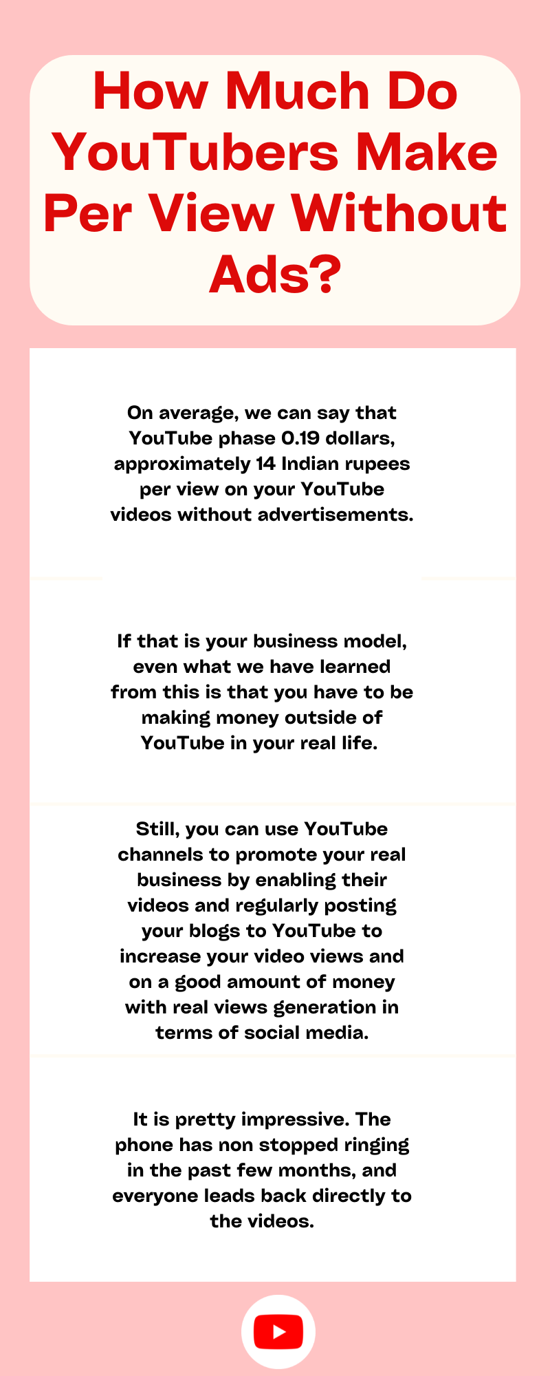 No Ads YT Earnings On Each View