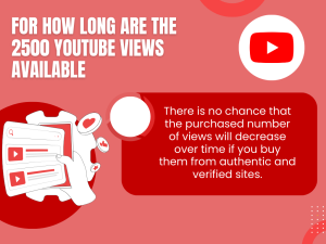A person holding a phone with the YouTube app open, displaying a video with 2,500 views and the question "For how long are the 2500 YouTube views available?" below it.