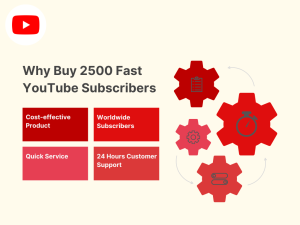 A diagram outlining the benefits of buying 2500 fast YouTube subscribers, including affordability, global reach, quick delivery, and 24/7 customer support.