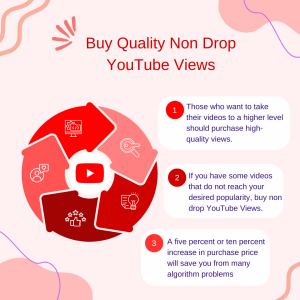 Circle with blue text that says "Buy Quality Non-Drop YouTube Views."