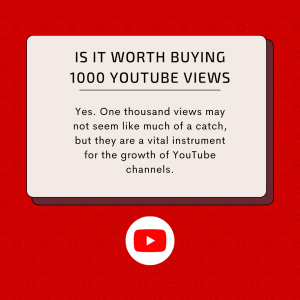 Text overlay on image asks "Is it worth buying 1000 YouTube views?" with the answer below in bold letters, "Yes."