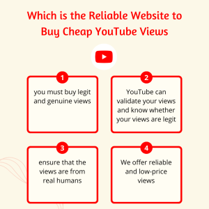 Text overlay on image asks 'Which is the reliable website to buy cheap YouTube views?