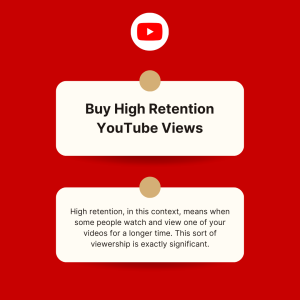 Text box on a red background advertising high retention YouTube views.