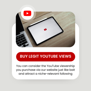 A tablet computer with text on the screen that says "Buy Legit YouTube Views"