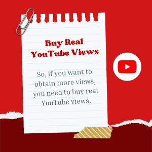 Piece of paper with handwritten text in black pen that says "Buy Real YouTube Views."