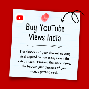 White paper with red pin advertising buying YouTube views in India.