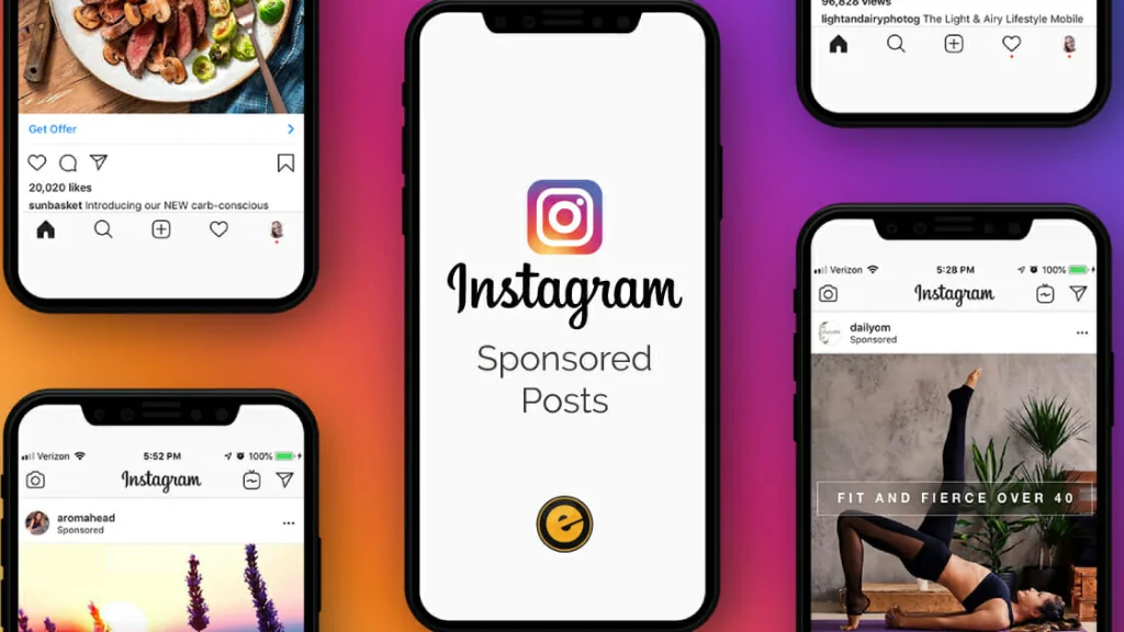 A smartphone displaying Instagram app with a dollar sign icon, representing sponsor payments to Instagram influencers.