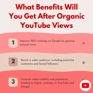 A bar chart titled “What benefits will you get after organic YouTube views?”