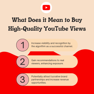 A graphic explaining the benefits of buying high-quality YouTube views.