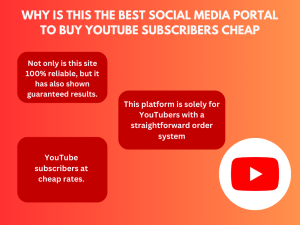 Advertisement for a social media portal to buy YouTube subscribers cheaply.
