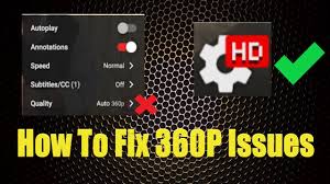 YouTube Auto 360p logo on digital screen.