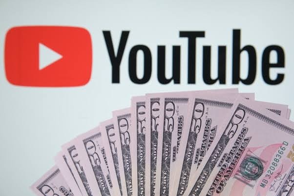 YouTube logo with a dollar sign symbol.