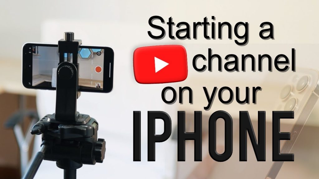 iPhone with YouTube app open, displaying a channel with a custom profile picture and banner.