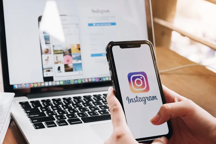 A smartphone displaying the Instagram app with a focus on the "Following" section.