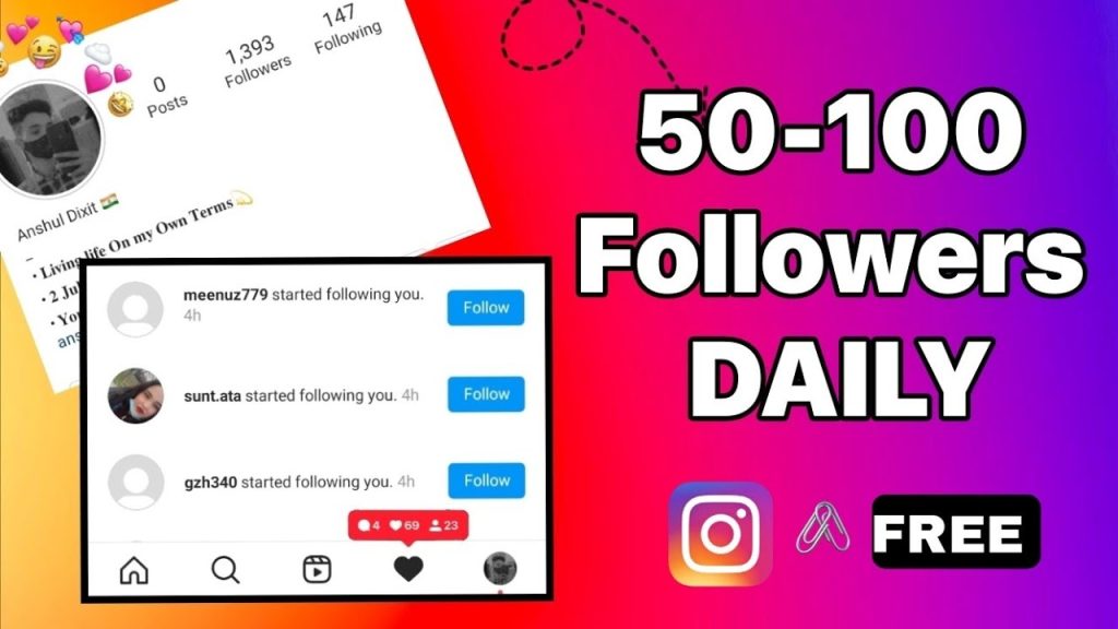 Smartphone displaying Instagram with a notification of new followers.