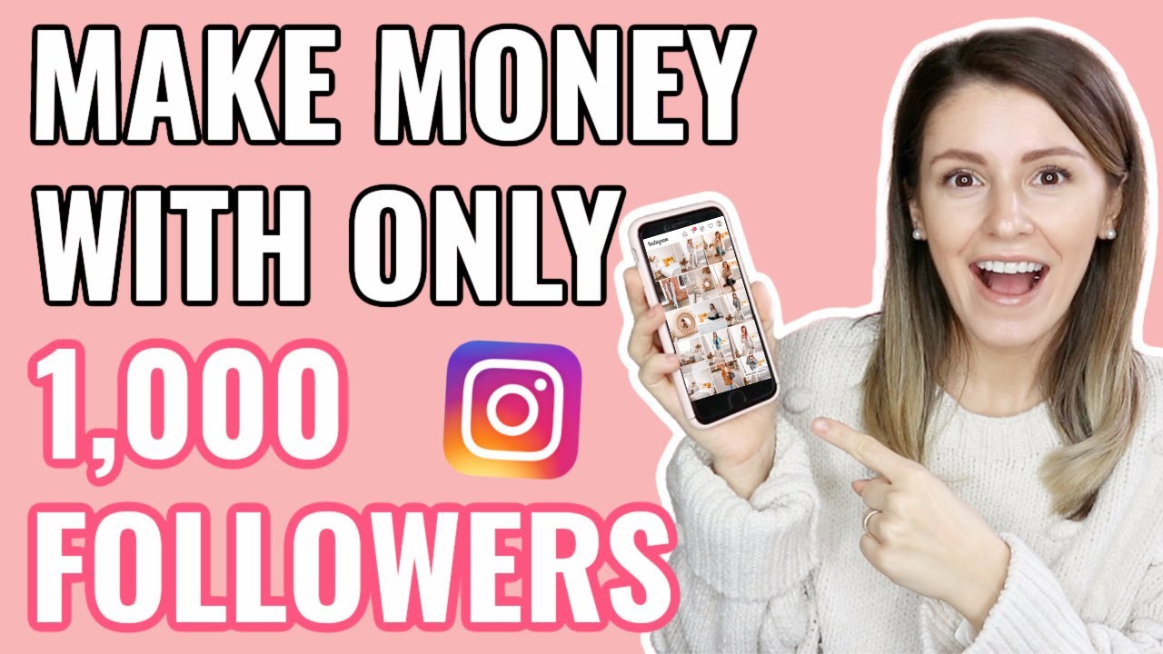 A smartphone displaying an Instagram profile with 1000 followers.