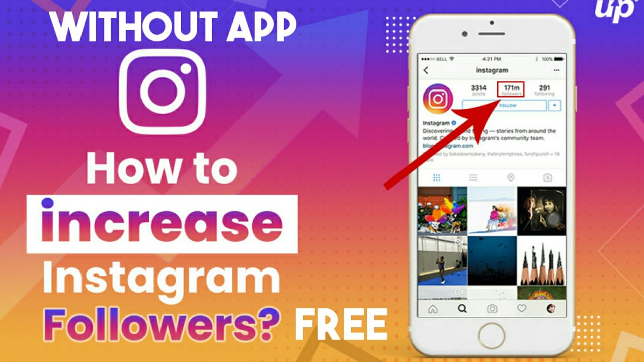 A person using Instagram on their smartphone with various social media icons in the background.