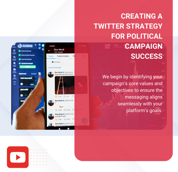 Creating a Twitter Strategy for Political Campaign Success Overlay text reads, "Creating a Twitter Strategy for Political Campaign Success," with additional text explaining the importance of aligning messaging with campaign goals.