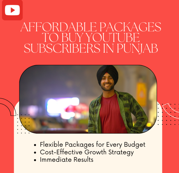 Affordable Packages to Buy YouTube Subscribers in Punjab Promotional graphic offering affordable YouTube subscriber packages in Punjab.