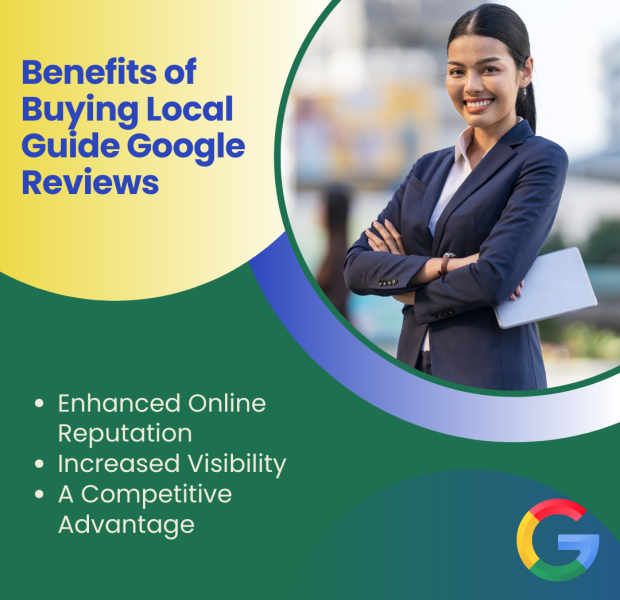 Benefits of Buying Local Guide Google Reviews The text on the image reads "Benefits of Buying Local Guide Google Reviews," with bullet points highlighting.