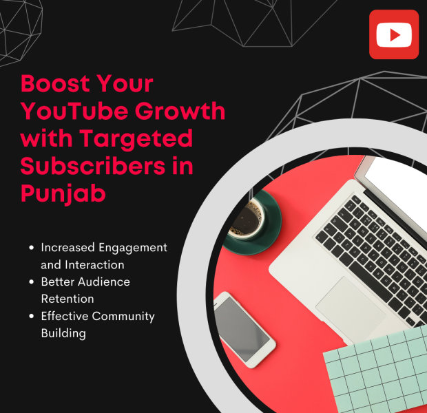 Boost Your YouTube Growth with Targeted Subscribers in Punjab A promotional graphic with a black background and geometric designs featuring the text "Boost Your YouTube Growth with Targeted Subscribers in Punjab."