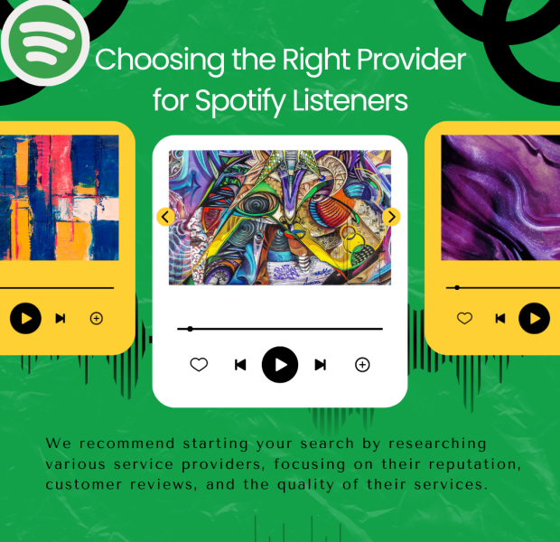 Choosing the Right Provider for Spotify Listeners A green-themed graphic with the Spotify logo in the top left corner, featuring a headline that reads "Choosing the Right Provider for Spotify Listeners."
