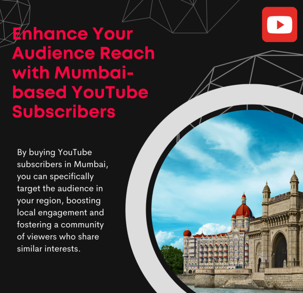 Enhance Your Audience Reach with Mumbai-based YouTube Subscribers "Enhance Your Audience Reach with Mumbai-based YouTube Subscribers" text alongside an image of the iconic Gateway of India and the Taj Mahal Palace Hotel in Mumbai under a blue sky.