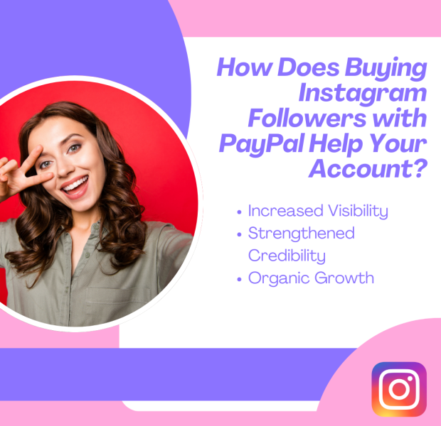 How Does Buying Instagram Followers with PayPal Help Your Account A promotional image with a smiling woman making a peace sign near her face, accompanied by text highlighting benefits of buying Instagram followers using PayPal.