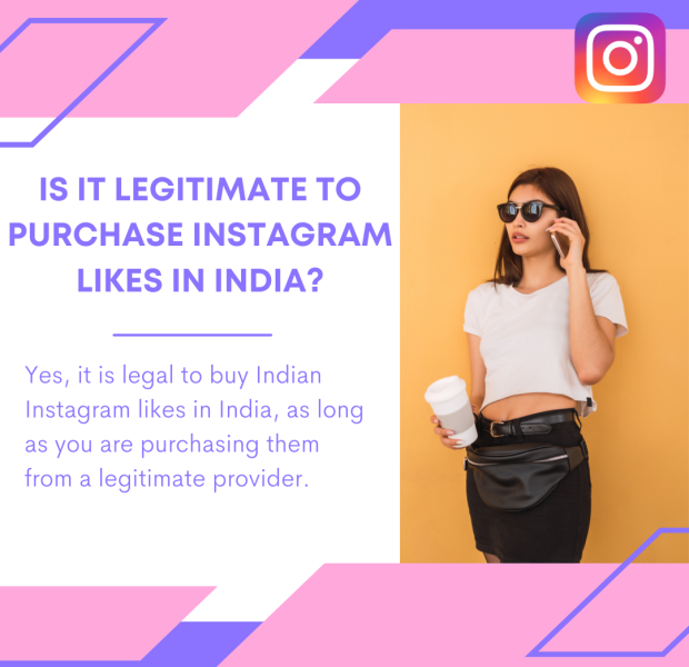 Is It Legitimate to Purchase Instagram Likes in India The text beside her reads, "Is it legitimate to purchase Instagram likes in India?".