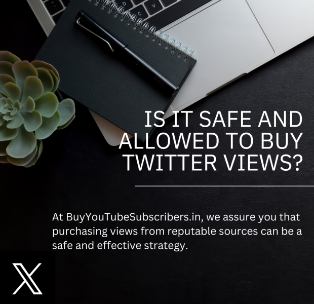 Is It Safe and Allowed to Buy Twitter Views The text overlay reads, "Is it safe and allowed to buy Twitter views?" with a smaller text below stating, "At BuyYouTubeSubscribers.in, we assure you that purchasing views from reputable sources can be a safe and effective strategy."
