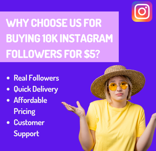 Why Choose Us for Buying 10k Instagram Followers for $5_ The background is purple with white text reading: "Why Choose Us for Buying 10K Instagram Followers for $5?"