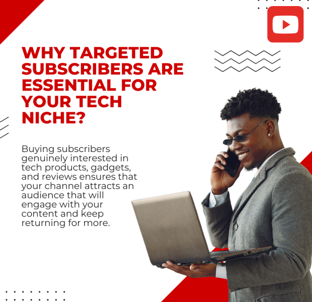 Why Targeted Subscribers Are Essential for Your Tech Niche Talking on the phone, with text reading "Why Targeted Subscribers Are Essential for Your Tech Niche?"