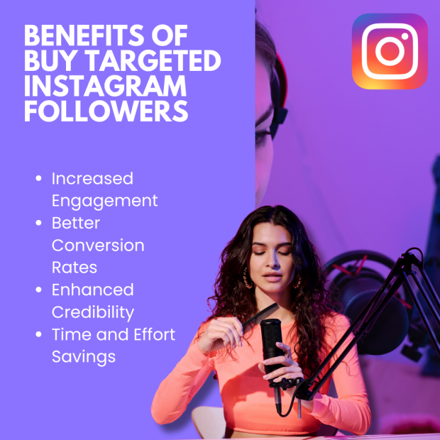 Benefits of Buy Targeted Instagram Followers A digital graphic highlighting the benefits of buying targeted Instagram followers.