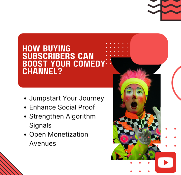 How Buying Subscribers Can Boost Your Comedy Channel A digital graphic highlighting how buying subscribers can boost a comedy YouTube channel.
