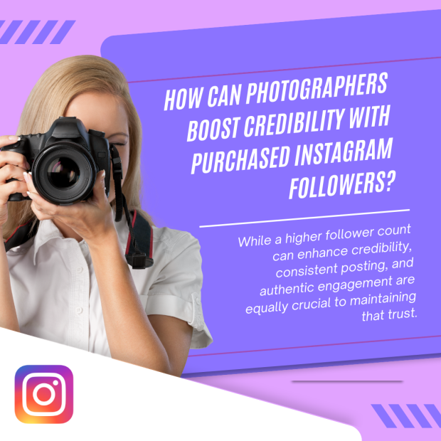 How Can Photographers Boost Credibility with Purchased Instagram Followers A digital graphic discussing how photographers can boost credibility with purchased Instagram followers.