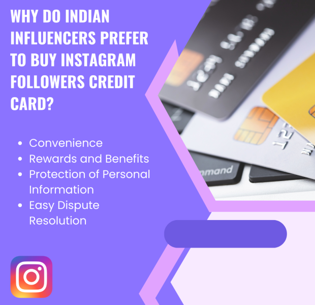 Why Do Indian Influencers Prefer to Buy Instagram Followers Credit Card A digital graphic explaining why Indian influencers prefer to buy Instagram followers using a credit card.