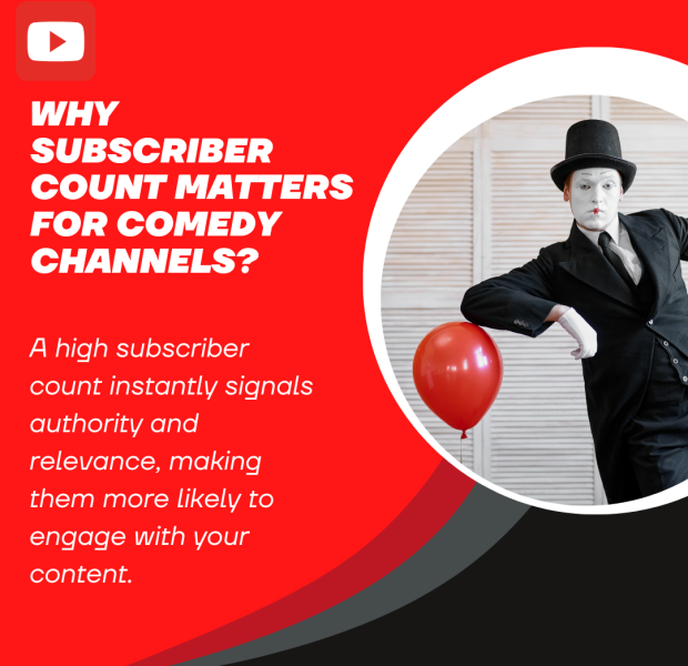 Why Subscriber Count Matters for Comedy Channels digital graphic explaining why subscriber count matters for comedy YouTube channels.