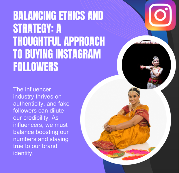 Balancing Ethics and Strategy A Thoughtful Approach to Buying Instagram Followers The text overlay reads, "Balancing ethics and strategy: A thoughtful approach to buying Instagram followers."