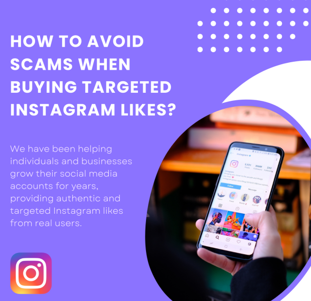 How to Avoid Scams When Buying Targeted Instagram Likes Text overlaid reads: How to avoid scams when buying targeted Instagram likes?