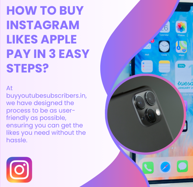 How to Buy Instagram Likes Apple Pay in 3 Easy Steps Overlaid text reads: How to buy Instagram likes Apple Pay in 3 easy steps.