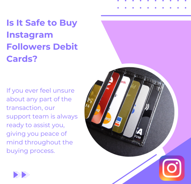 Is It Safe to Buy Instagram Followers Debit Cards The text on the image asks, "Is It Safe to Buy Instagram Followers Debit Cards?"