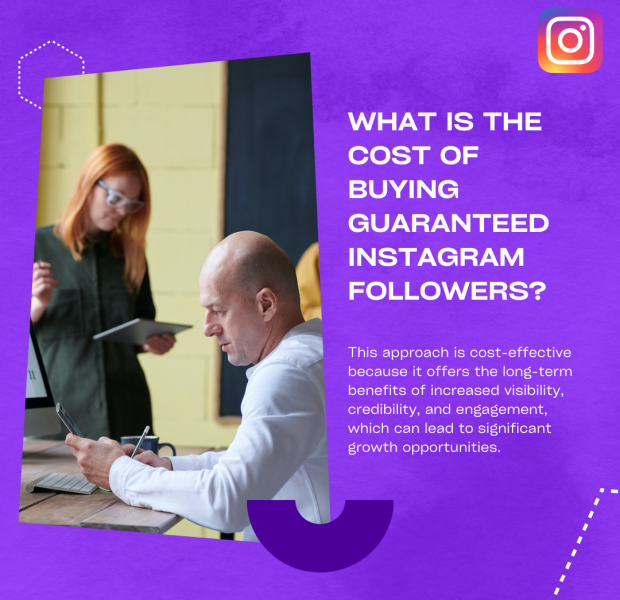 What Is the Cost of Buying Guaranteed Instagram Followers The bold white text on a purple background reads, "What is the Cost of Buying Guaranteed Instagram Followers?".