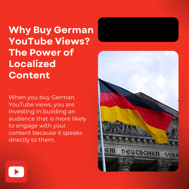 Why Buy German YouTube Views_ The Power of Localized Content The bold white text on a red background reads, "Why Buy German YouTube Views? The Power of Localized Content."