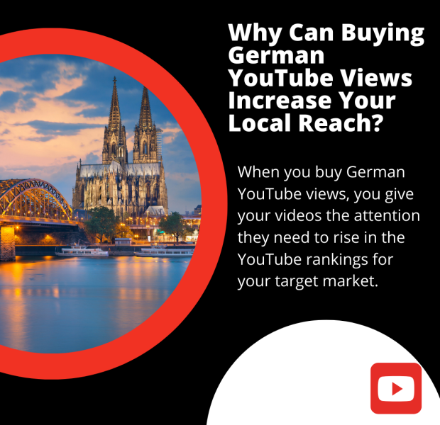 Why Can Buying German YouTube Views Increase Your Local Reach The bold white text on a black background reads, "Why Can Buying German YouTube Views Increase Your Local Reach?"