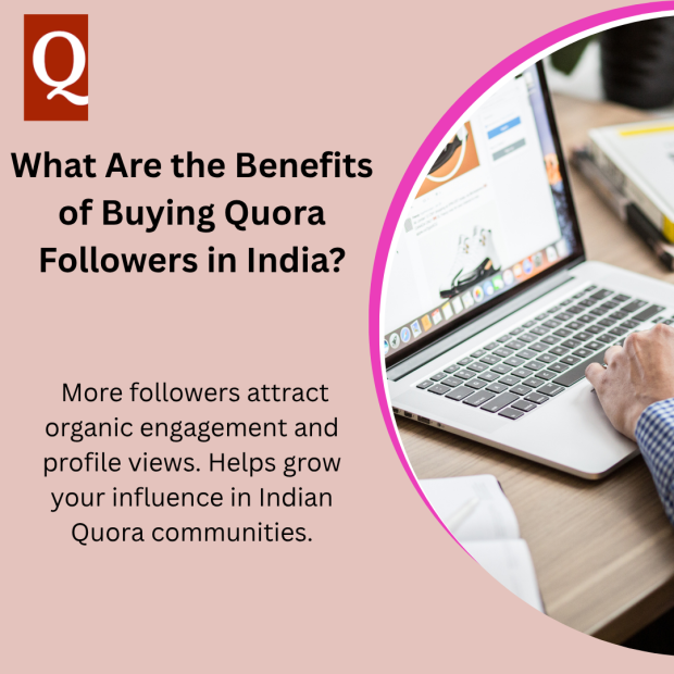 What Are the Benefits of Buying Quora Followers in India A promotional graphic with a light pink background featuring the Quora logo in the top left corner and bold black text reading “What Are the Benefits of Buying Quora Followers in India?”