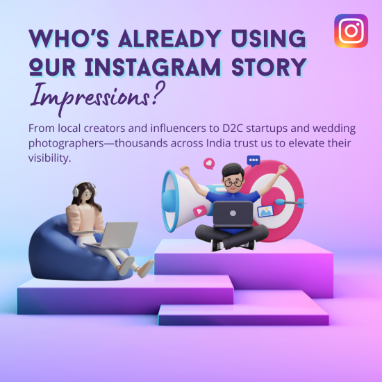 Who’s Already Using Our Instagram Story Impressions A vibrant purple and pink gradient graphic featuring the Instagram logo in the top right.