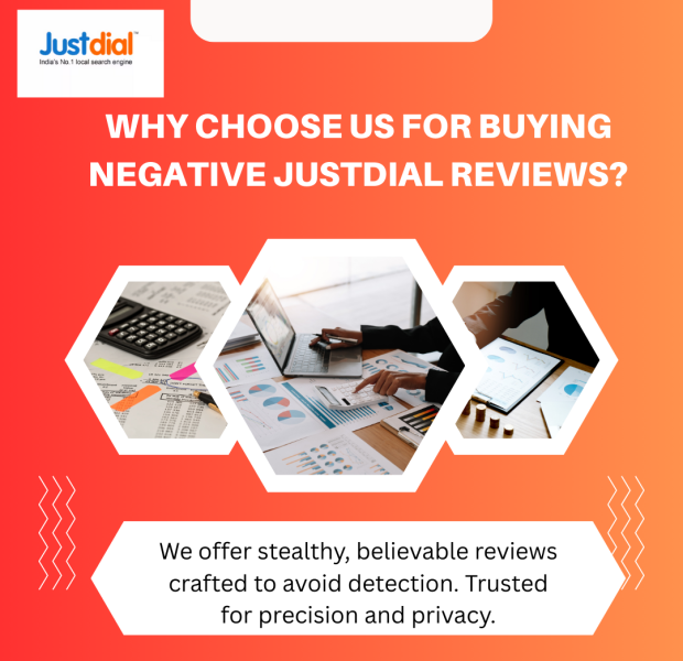 Why Choose Us for Buying Negative Justdial Reviews A businessperson working on a laptop, surrounded by financial documents, showcasing the service for buying negative Justdial reviews.